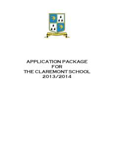 APPLICATION PACKAGE FOR THE CLAREMONT SCHOOL