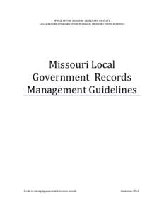 Missouri Local Government Records Management Guidelines
