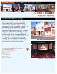 Movie palaces / Rialto Theatre / Rialto /  California / Winslow / U.S. Route 66 / Rialto / Arizona / Geography of the United States / Mission Revival architecture