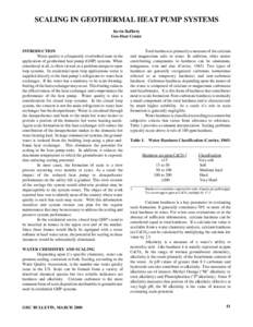 Scaling in Geothermal Heat Pump Systems