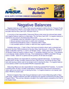 Navy Cash™ Bulletin NAVAL SUPPLY SYSTEMS COMMAND HEADQUARTERS August[removed]Volume: 2 Issue: 11