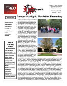 Volume 5, Issue 2 October 3, 2014 Campus Spotlight: MacArthur Elementary  Inside this issue: