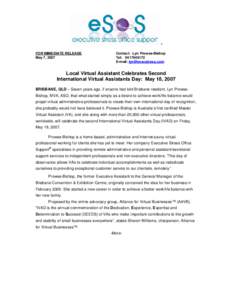 ®  FOR IMMEDIATE RELEASE May 7, 2007  Contact: Lyn Prowse-Bishop