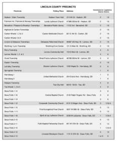 LINCOLN COUNTY PRECINCTS Precincts Polling Place  Hudson / Eden Township
