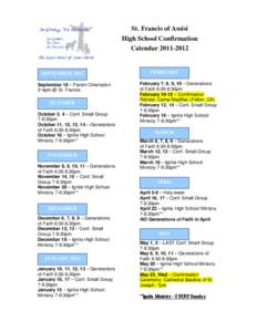St. Francis of Assisi High School Confirmation Calendar[removed]