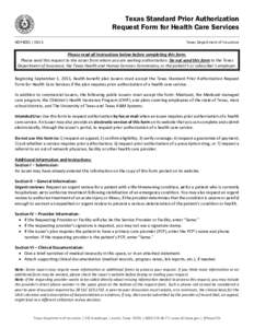 Texas Standard Prior Authorization Request Form for Health Care Services - NOFR001