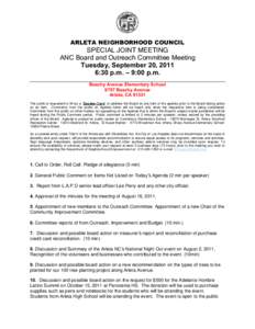 Microsoft Word - Draft-Joint Special ANC Board and Committee  Meeting September 20, 2011 Agenda