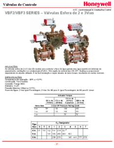 Válvulas de Controle VBF2/VBF3 SERIES – Válvulas Esfera de 2 e 3Vias APLICAÇÕES: As válvulas esfera de 2 e 3 vias são usadas para controlar o fluxo de água gelada e/ou água quente em sistemas de aquecimento, ve