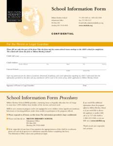 School Information Form Milton Hershey School[removed]or[removed]Admissions Office