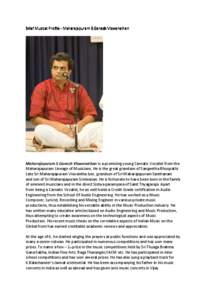 Brief Musical Profile of Maharajapuram S. Ganesh Viswanathan