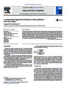 Image and Vision Computing[removed]–400  Contents lists available at SciVerse ScienceDirect Image and Vision Computing journal homepage: www.elsevier.com/locate/imavis