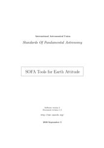 International Astronomical Union  Standards Of Fundamental Astronomy SOFA Tools for Earth Attitude