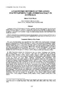 J. Adelaide Bot. Gard[removed]: [removed]A TAXONOMIC REVISION OF THE GENUS STACHYTARPHETA VAHL (VERBENACEAE)* IN AUSTRALIA Ahmad Abid Munir
