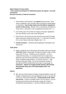 Submission 30 - Executive summary - New Zealand Institute of Patent Attorneys Incorporated (NZIPA) - Strengthening Economic Relations between Australia and New Zealand - Joint study