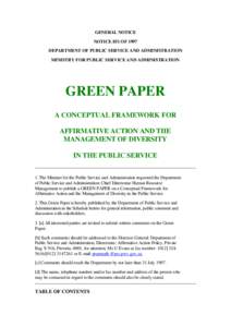 GENERAL NOTICE NOTICE 851 OF 1997 DEPARTMENT OF PUBLIC SERVICE AND ADMINISTRATION MINISTRY FOR PUBLIC SERVICE AND ADMINISTRATION  GREEN PAPER