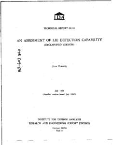 An Assessment of Lie Detection Capability (1964)