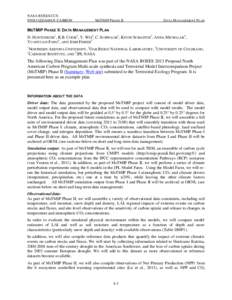 NASA ROSES CCS NNH13ZDA001N-CARBON MSTMIP PHASE II  DATA MANAGEMENT PLAN