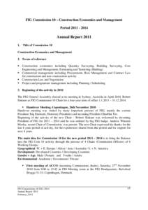 FIG Commission 10 – Construction Economics and Management Period[removed]Annual Report[removed].