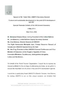 Speech of Mr. Taleb Rifai, UNWTO Secretary-General 