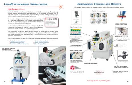 PERFORMANCE FEATURES  LASERSTAR INDUSTRIAL WORKSTATIONS AND