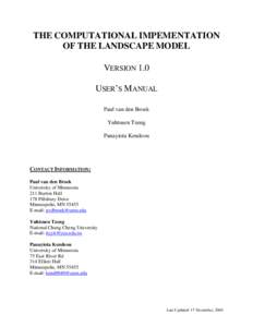 Manual for the Landscape Model (first draft, ; please send comments, questions to Paul van den Broek at Pvdbroek@tc