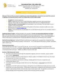 International Order of the Golden Rule 3520 Executive Center Drive, Suite 300, Austin, Texas[removed]‐8030 | Fax: ([removed]‐5514 [removed] | www.ogr.org  How to Apply for OGR Membership