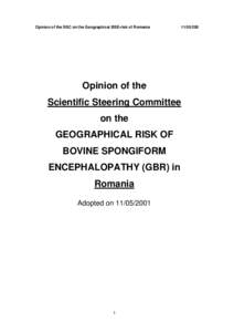 Opinion of the SSC on the Geographical BSE-risk of Romania[removed]Opinion of the Scientific Steering Committee