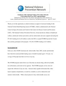 DRAFT — National Violence Prevention Network Statement for the Record