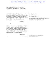 Howard Randall, Trustee, Howard & Gale Randall Trust FBO Kimberly Randall Irrevocable Trust UA FEB 15, 2000, et al. v. Fifth Street Finance Corp., et al. 15-CVComplaint for Violation of the Federal Securities 