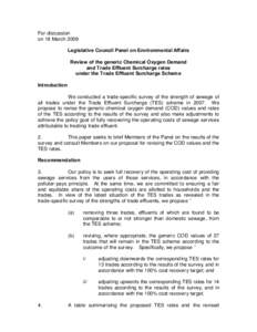 For discussion on 18 March 2008 Legislative Council Panel on Environmental Affairs Review of the generic Chemical Oxygen Demand and Trade Effluent Surcharge rates under the Trade Effluent Surcharge Scheme