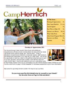 HERRLICH HERALD!  FALL, 2011 In This Issue... Evening of Appreciation!
