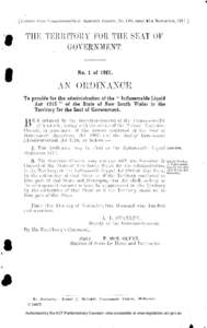 , [Extract from Commonwealth of Australia Gazette, No. 199, dated 81st November, [removed]THE TERRITORY FOR THE SEAT OF GOVERNMENT. No. 1 of 1917.