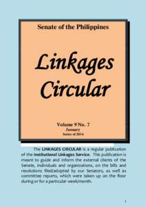 Senate of the Philippines  Linkages Circular Volume 9 No. 7 January