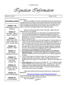 St. Ignatius School  Ignatian Information Volume 20, Issue 5  UPCOMING EVENTS