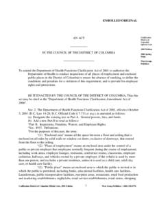 ENROLLED ORIGINAL  Codification District of Columbia Official Code