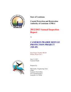 State of Louisiana Coastal Protection and Restoration Authority of Louisiana (CPRA[removed]Annual Inspection Report
