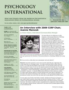 PSYCHOLOGY INTERNATIONAL News and Updates from the American Psychological Association Office of International Affairs For an online version, visit: www.apa.org/international/pi