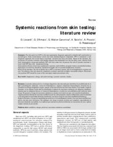 Review  Systemic reactions from skin testing: