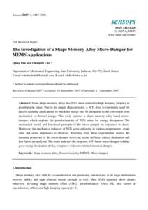 The Investigation of a Shape Memory Alloy Micro-Damper for MEMS Applications