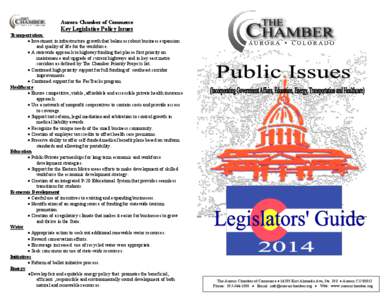 Aurora Chamber of Commerce  Key Legislative Policy Issues