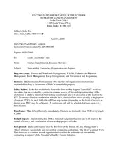 UNITED STATES DEPARTMENT OF THE INTERIOR BUREAU OF LAND MANAGEMENT Idaho State Office 1387 South Vinnell Way Boise, Idaho[removed]In Reply Refer To: