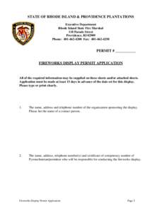 FIREWORKS DISPLAY PERMIT APPLICATION