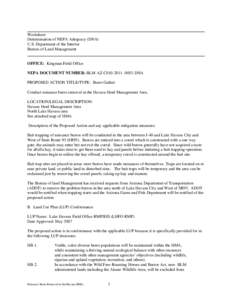 Worksheet Determination of NEPA Adequacy (DNA) U.S. Department of the Interior Bureau of Land Management  OFFICE: Kingman Field Office