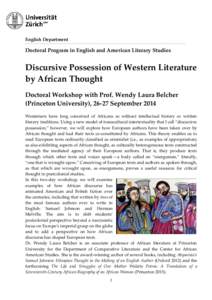 English Department  Doctoral Program in English and American Literary Studies Discursive Possession of Western Literature by African Thought