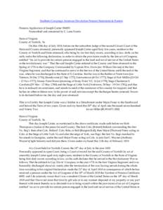 Southern Campaign American Revolution Pension Statements & Rosters Pension Application of Joseph Carter W6893 Transcribed and annotated by C. Leon Harris State of Virginia County of Norfolk, Ss. On this 15th day of July 