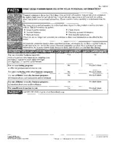 Rev[removed]WHAT DOES FANNIN BANK DO WITH Y O U R P E R S O N A L INFORMATION? Financial companies choose how they share your personal information. Federal law gives consumers the right to limit some but not all sharin