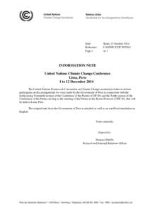 Date: Reference: Page 1 Bonn, 15 October 2014 CAS/INF./COP[removed]