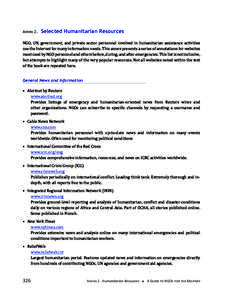 Office for the Coordination of Humanitarian Affairs / ReliefWeb / Emergency management / ALNAP / Office of Foreign Disaster Assistance / United States Agency for International Development / RedR / Humanitarian Logistics / Sphere Project / Humanitarian aid / International development / Development