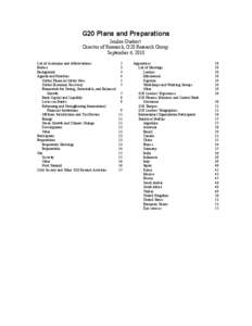 G20 Plans and Preparations Jenilee Guebert Director of Research, G20 Research Group September 4, 2010 List of Acronyms and Abbreviations Preface
