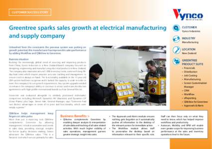 CUSTOMER SUCCESS STORY  Greentree sparks sales growth at electrical manufacturing and supply company  CUSTOMER